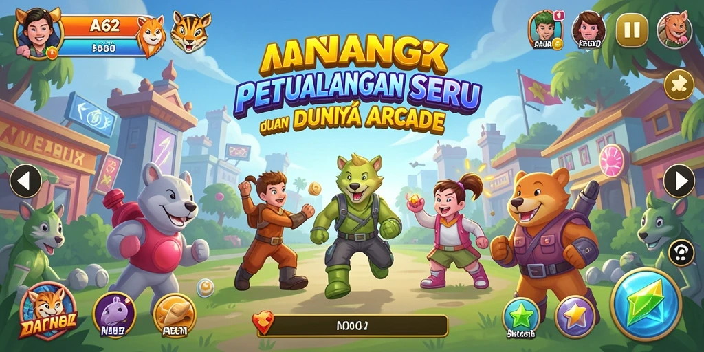 Screenshot utama AA62 menampilkan gameplay Arcade yang seru dan menarik.