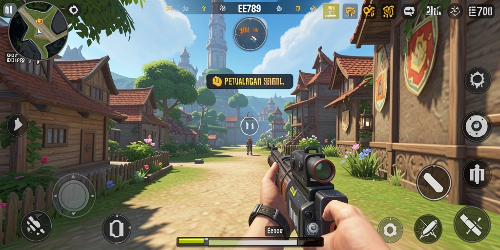 Gameplay seru EE789 yang menampilkan aksi pertempuran TPS.