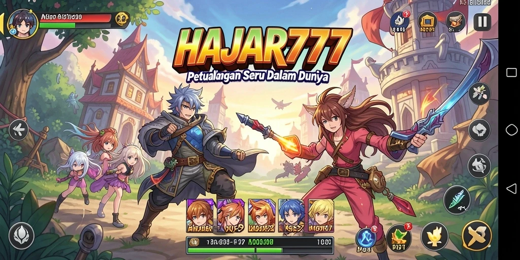 Screenshot gameplay HAJAR777 yang menampilkan aksi seru karakter anime.