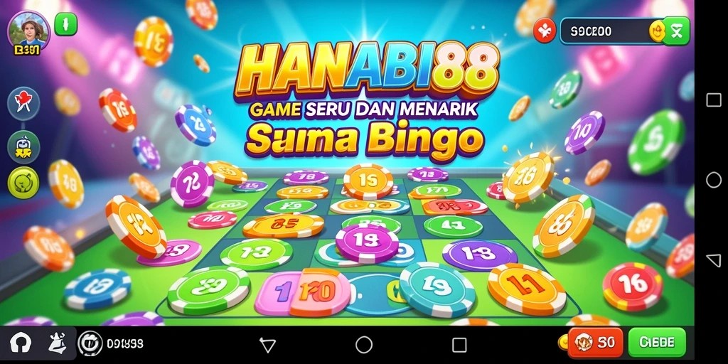 Tampilan menarik gameplay game Bingo HANABI88 yang penuh warna.