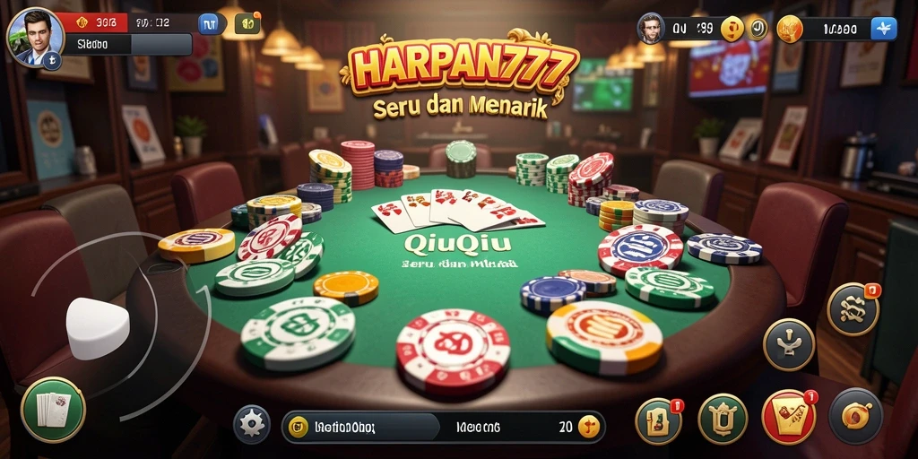 Tampilan gameplay seru di HARAPAN777 dengan kartu QiuQiu.