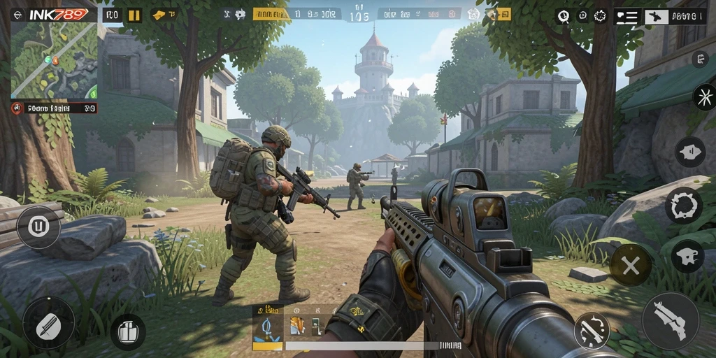 Tampilan gameplay aksi seru dari INK789 dalam genre FPS.
