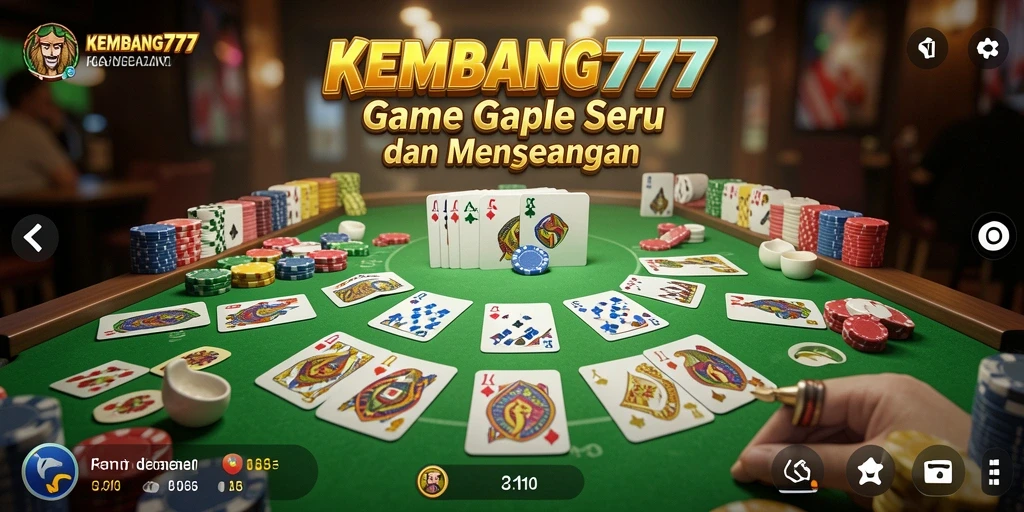 Tampilan seru gameplay Gaple KEMBANG777 yang interaktif.