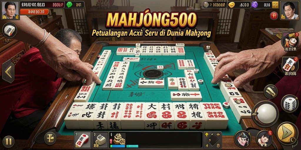 Tampilan dinamis gameplay action MAHJONG500 yang mendebarkan.