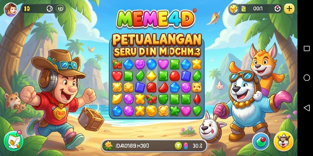 Tangkapan layar gameplay MEME4D dengan aksi mencocokkan meme.