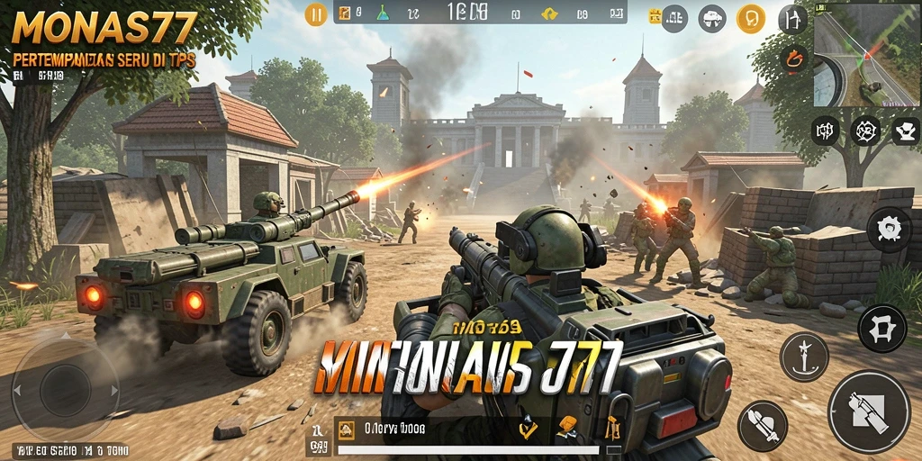 Screenshot dari gameplay MONAS77 menampilkan aksi pertempuran yang mendebarkan.