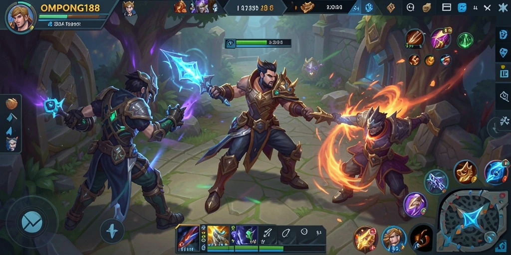 Screenshot gameplay OMPONG188 menampilkan pertarungan strategi yang intens.