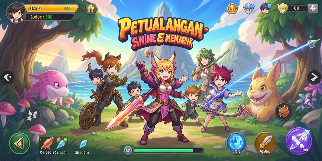 Tampilan screenshot menunjukkan karakter anime bertarung di arena yang menegangkan.