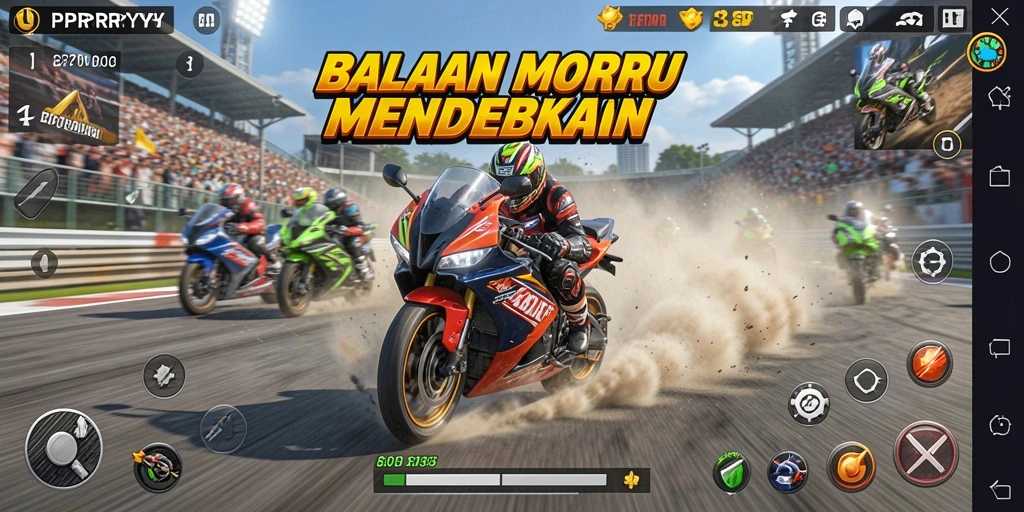 Gameplay seru PPRRYY dengan aksi balapan motor yang mendebarkan.