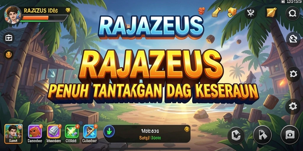 Screenshot gameplay RAJAZEUS menunjukkan aksi Idle yang menarik dan penuh warna.