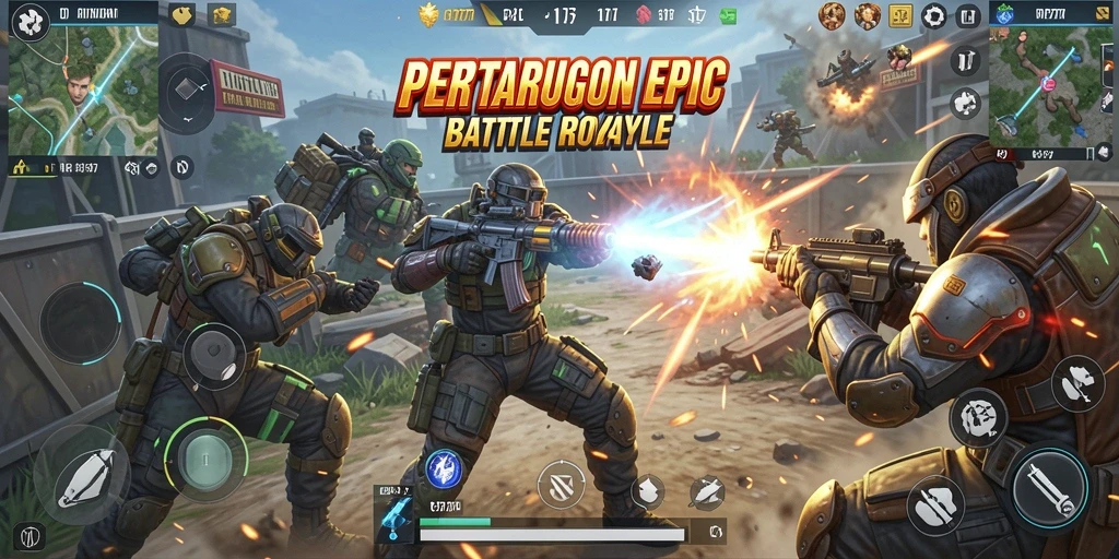 Gameplay RP777 yang mendebarkan dalam pertempuran Battle Royale.