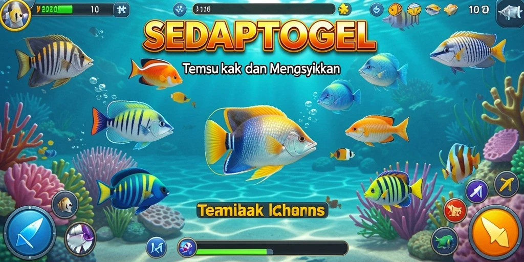 Tampilan gameplay SEDAPTOGEL yang menarik saat menembak ikan.