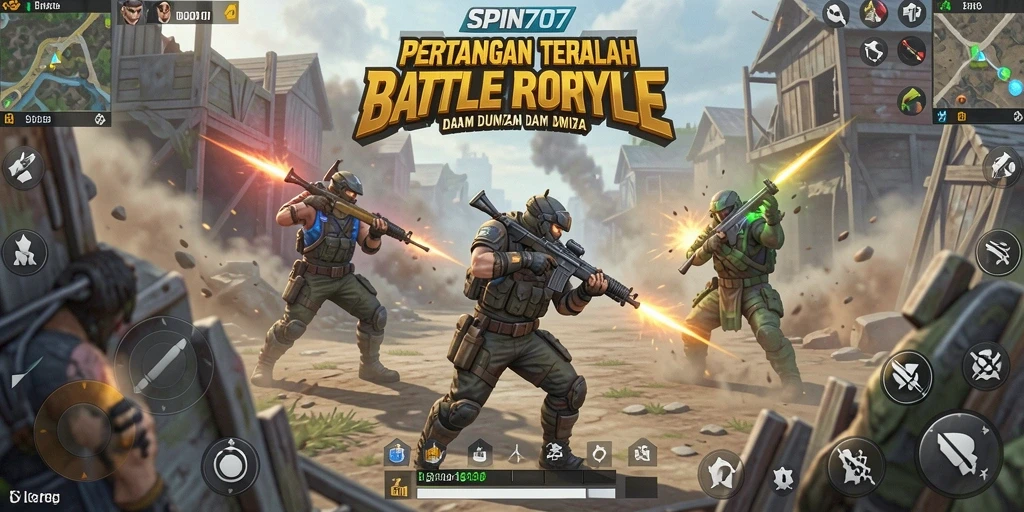 Tampilan gameplay seru dalam SPIN707, penuh aksi dan strategi Battle Royale.