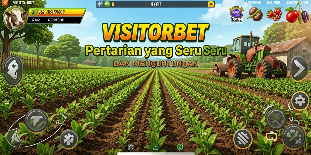 Tampilan gameplay <strong>VISITORBET</strong> saat merawat tanaman dan hewan ternak.
