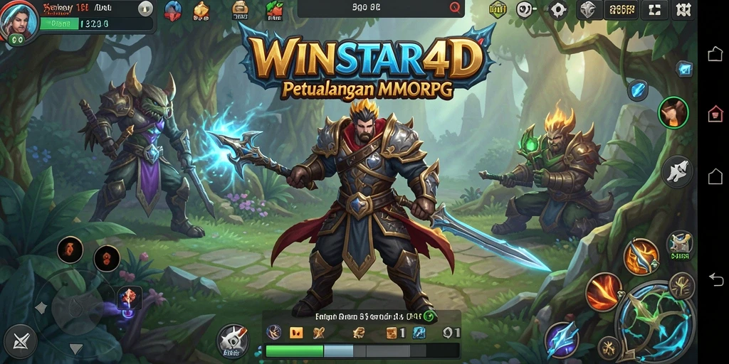 Screenshot gameplay epik WINSTAR4D yang menunjukkan petualangan MMORPG.
