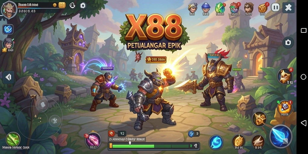 Tampilan menakjubkan dari gameplay RPG X88 yang mendebarkan.