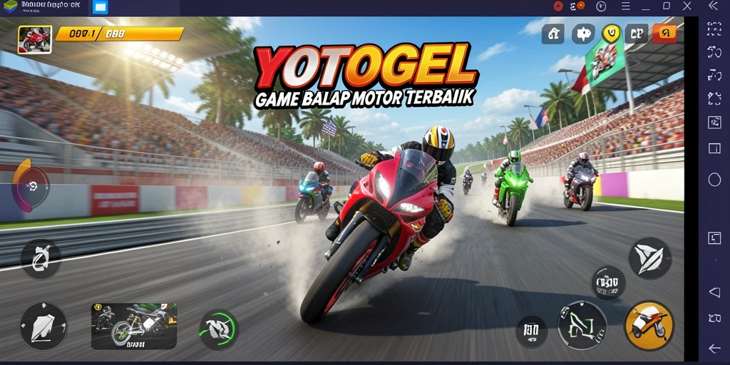 Gameplay seru YOTOGEL dengan balapan motor yang menegangkan.